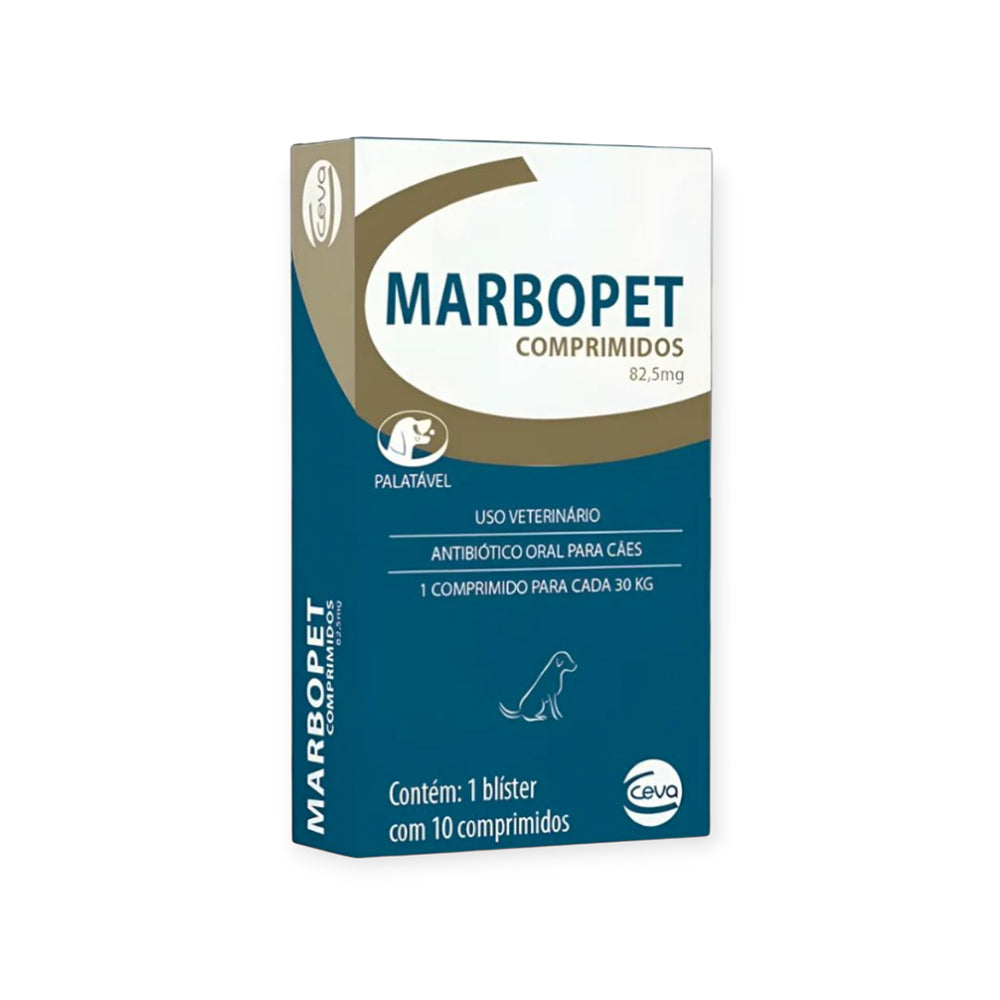 Marbopet 82,5mg antibiótico Ceva 10 comprimidos