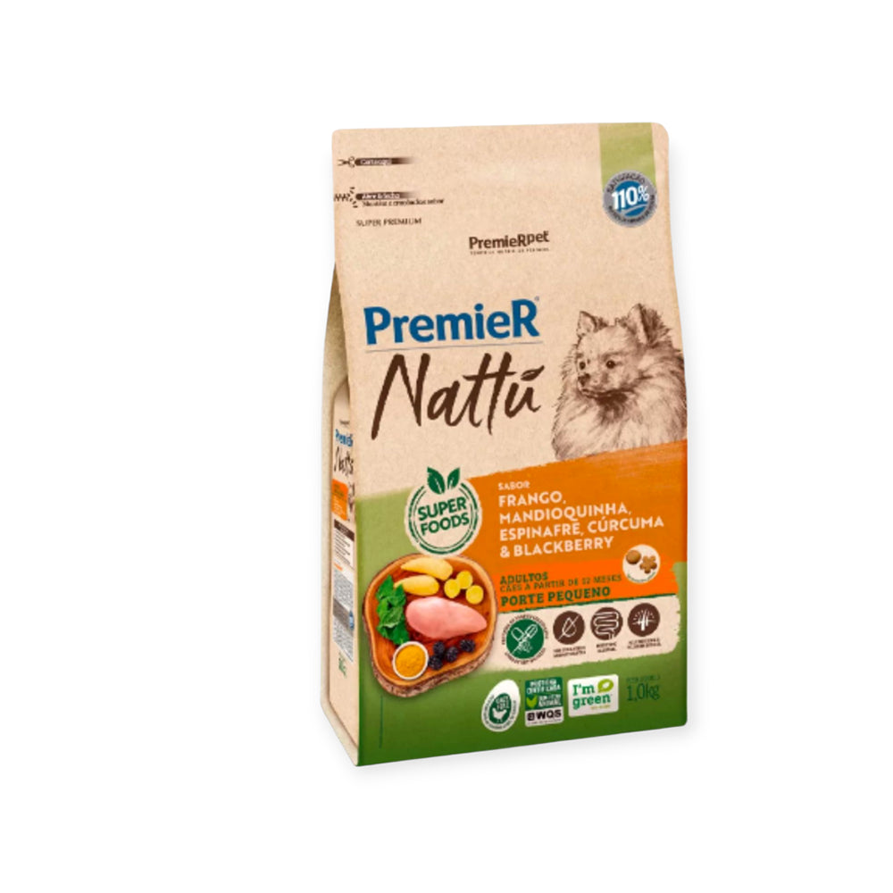 Ração Premier Nattu frango, Mandioquinha para Cães Adultos Porte Pequeno 2,5kg