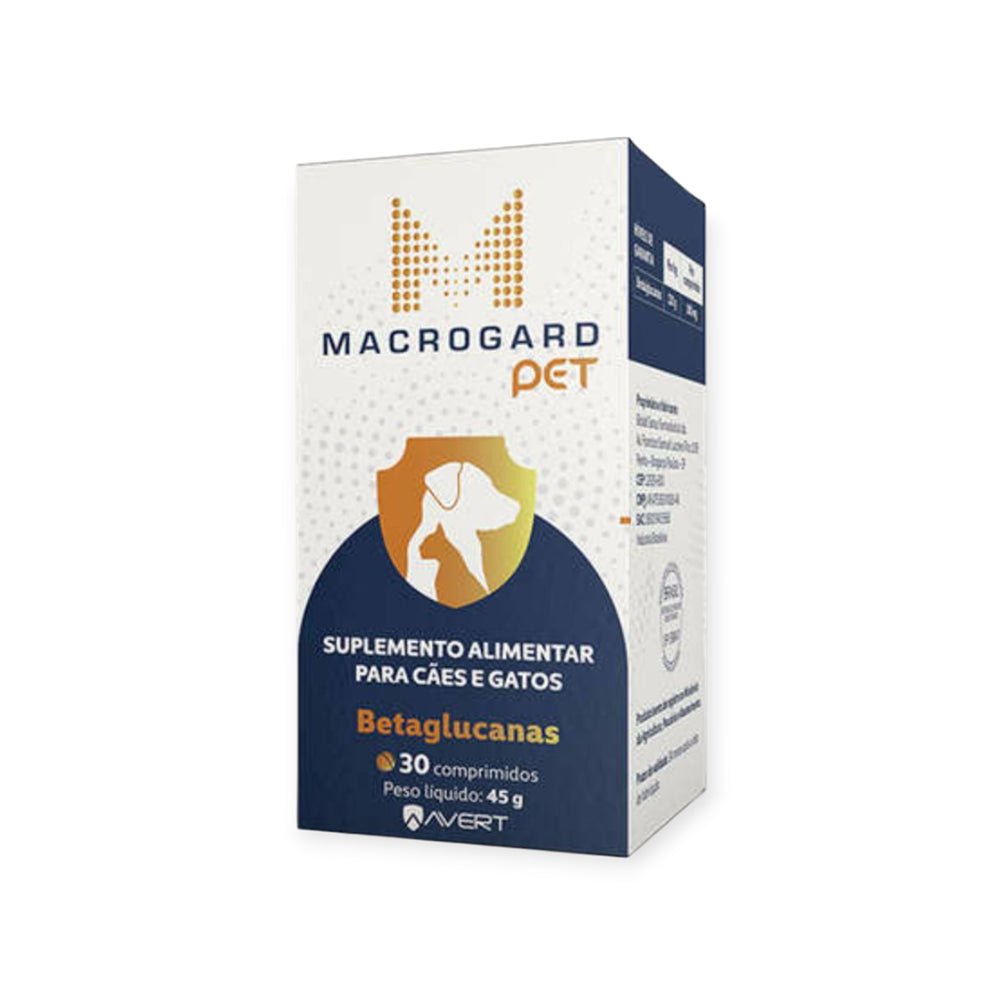 Macrogard Pet 45g Cães E Gatos Betaglucanas 30 Comprimidos Avert