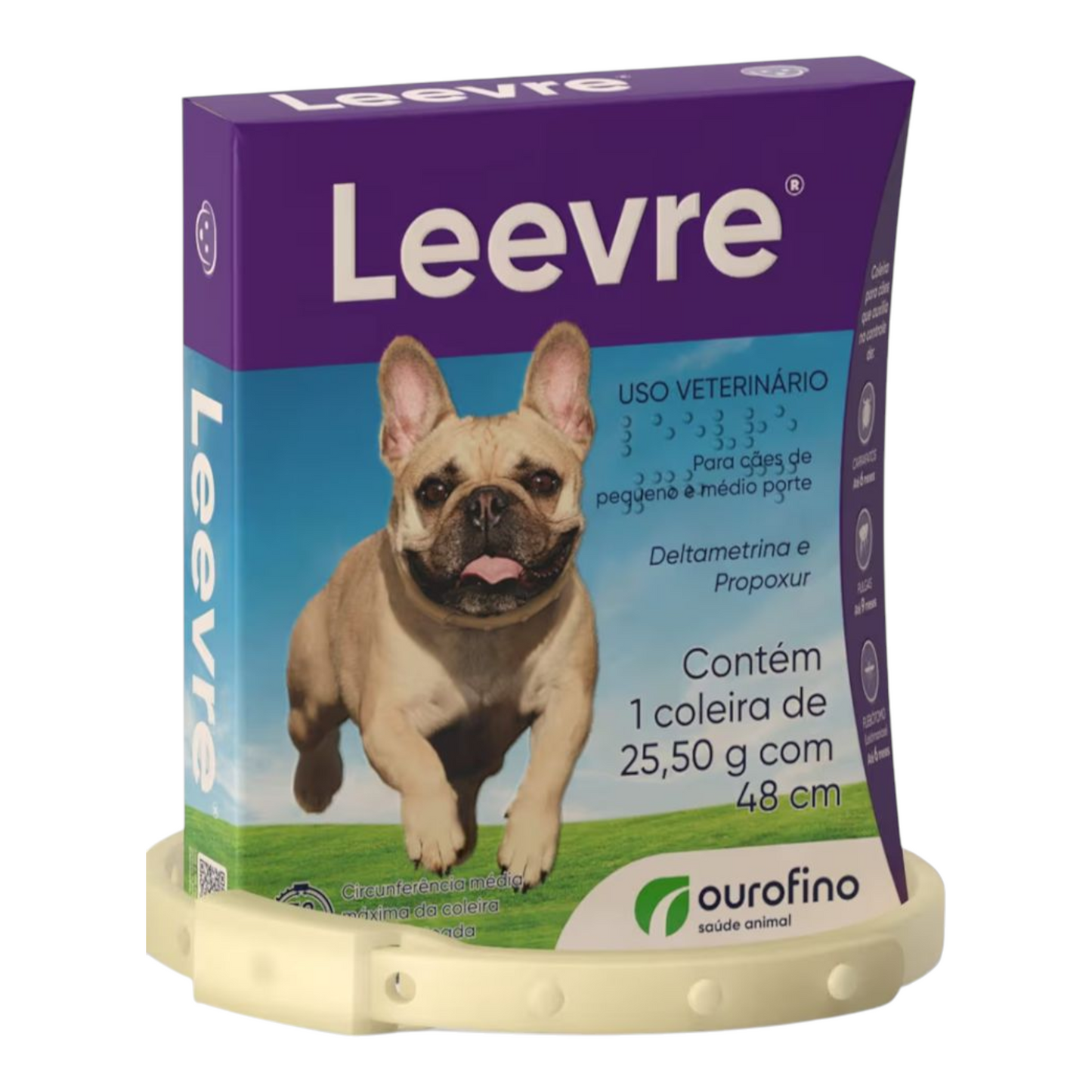 Coleira Antiparasitária Ourofino Leevre para Cães porte pequeno 48cm