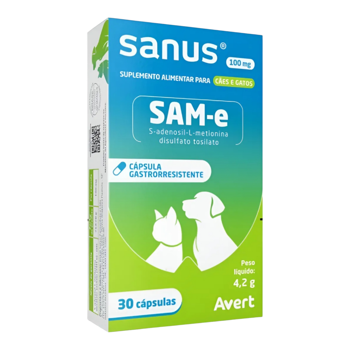 Sanus 100 mg para Cães e Gatos Avert 30 cápsulas