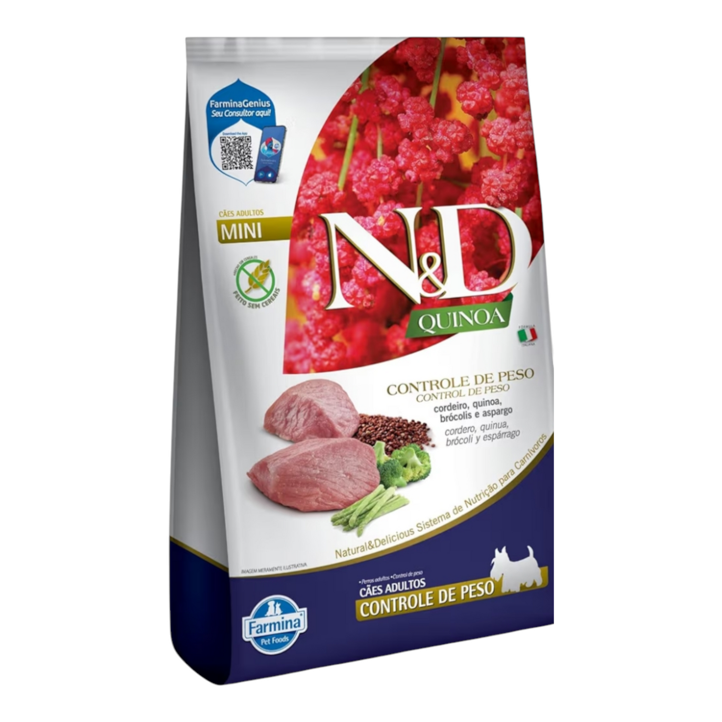 Ração ND Quinoa controle de peso cães Adulto raças pequenas cordeiro,Quinoa e brócolis 2,5kg