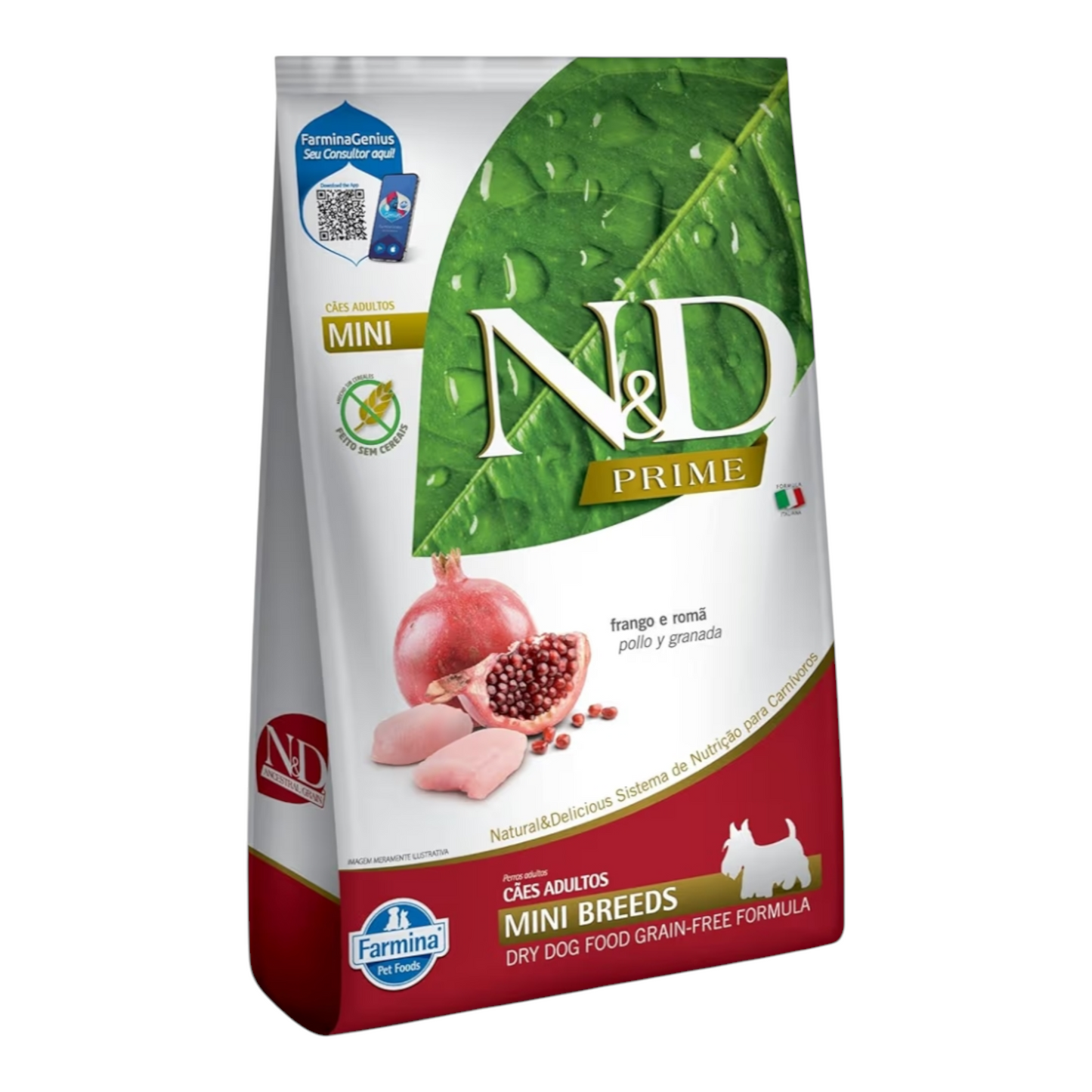 Ração ND prime cães Adulto raças pequenas frango e romã 2,5kg