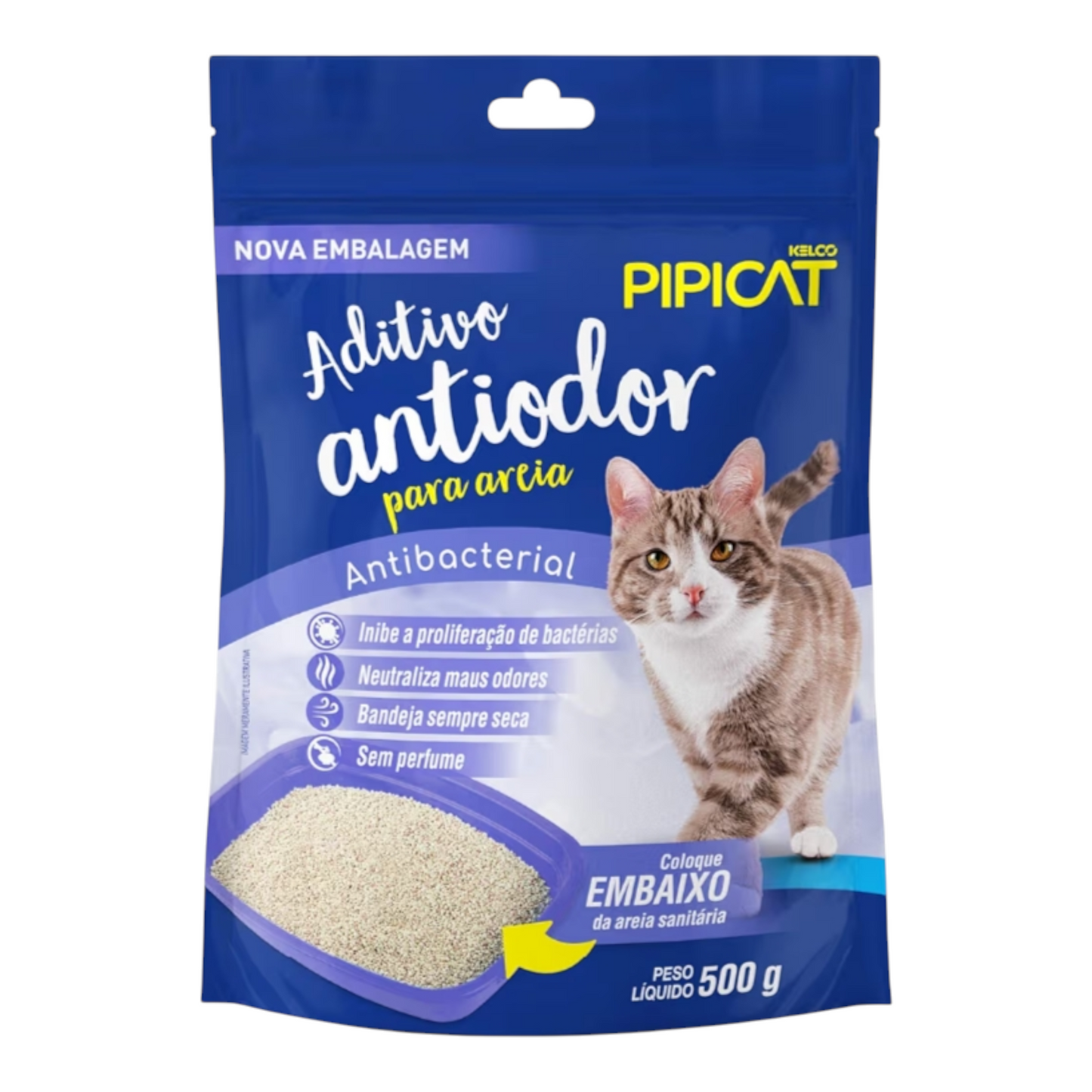 Aditivo Antiodor Kelco Pipicat Antibacterial para a Areia do seu Gato 500g