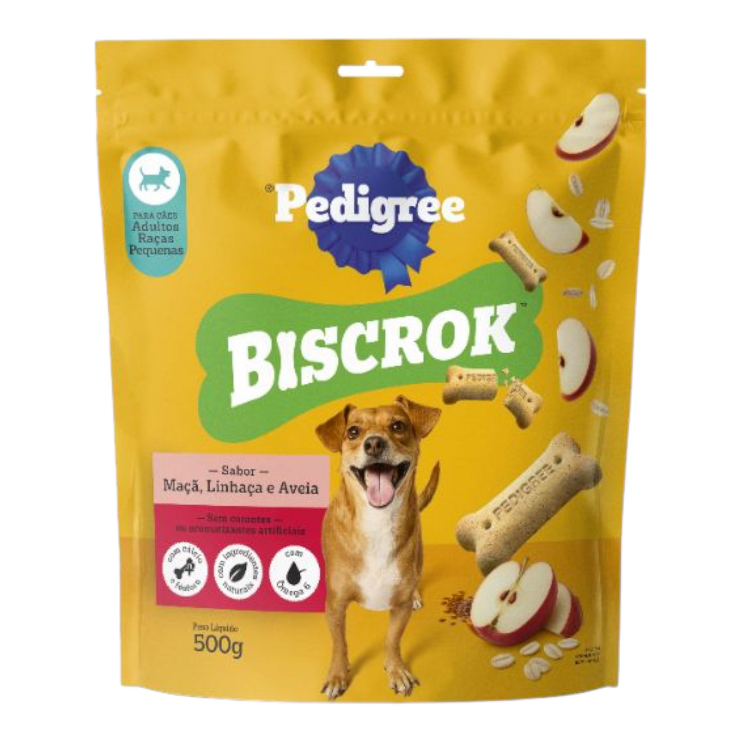 Pedigree Biscrok Adulto Raças Pequenas Sabor Maçã, Linhaça e Aveia 500g