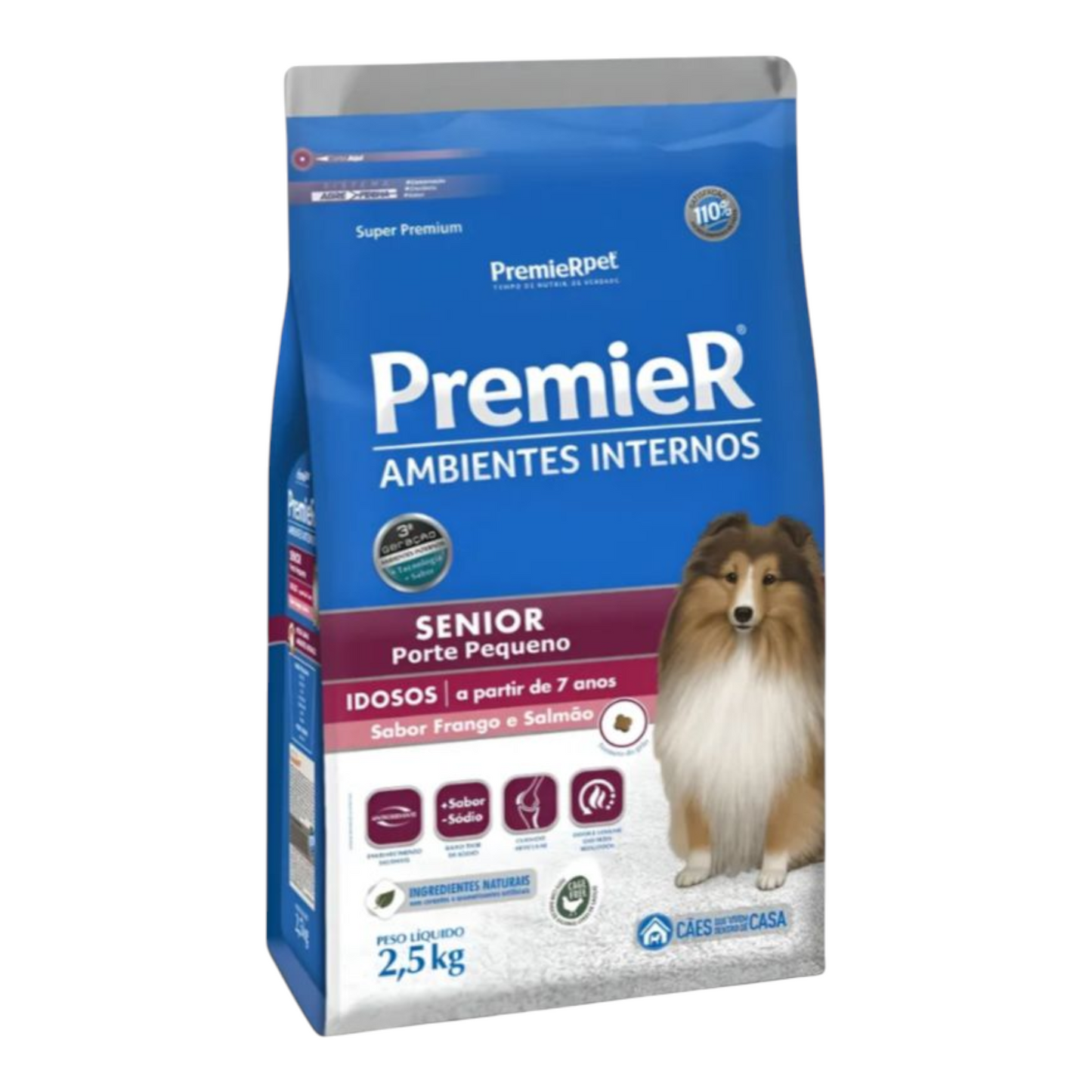 Ração Premier Ambientes Internos raças pequenas Cães Sênior 2,5kg