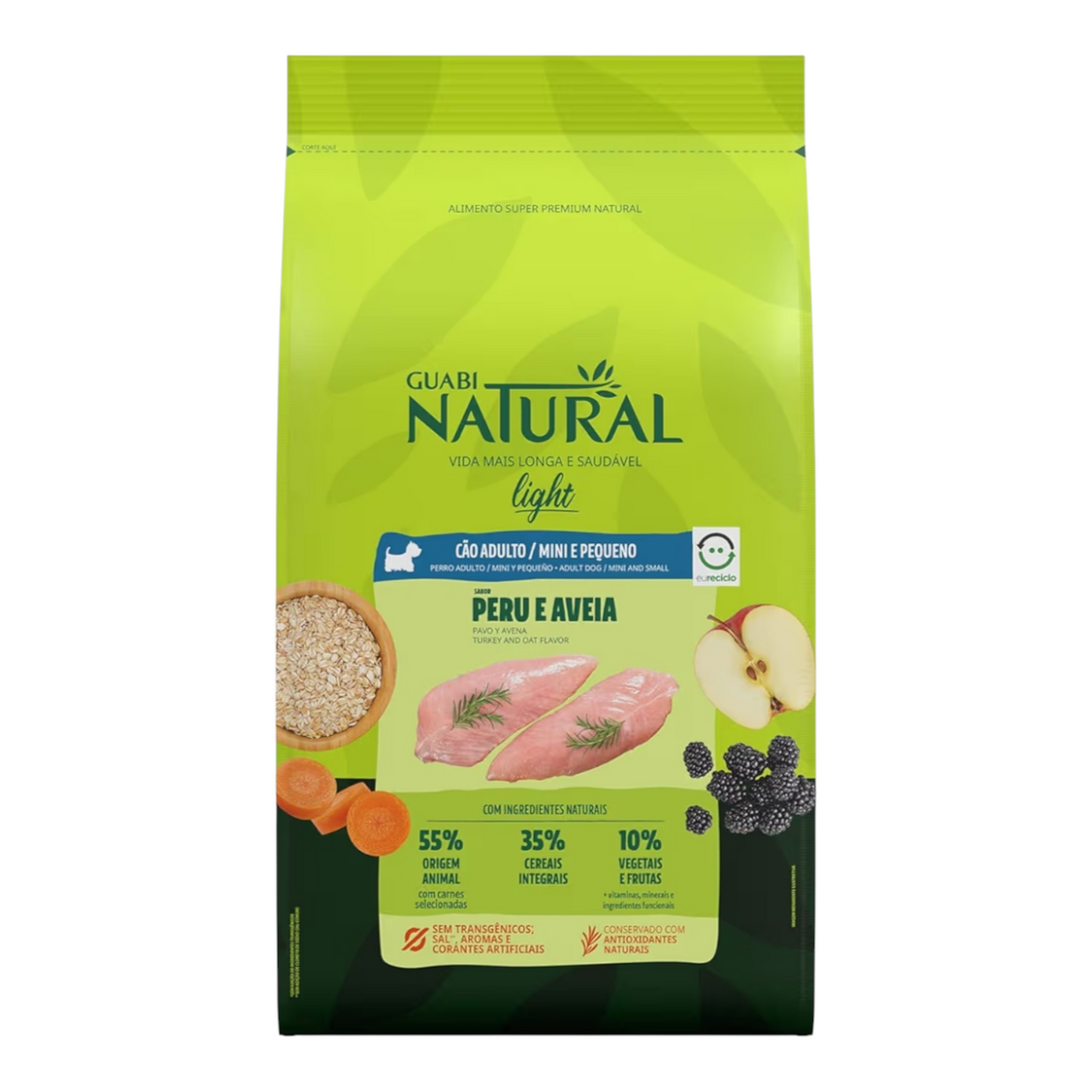 Ração Guabi Natural Cães Adultos Light Raças Pequenas Peru e Aveia 2,5kg