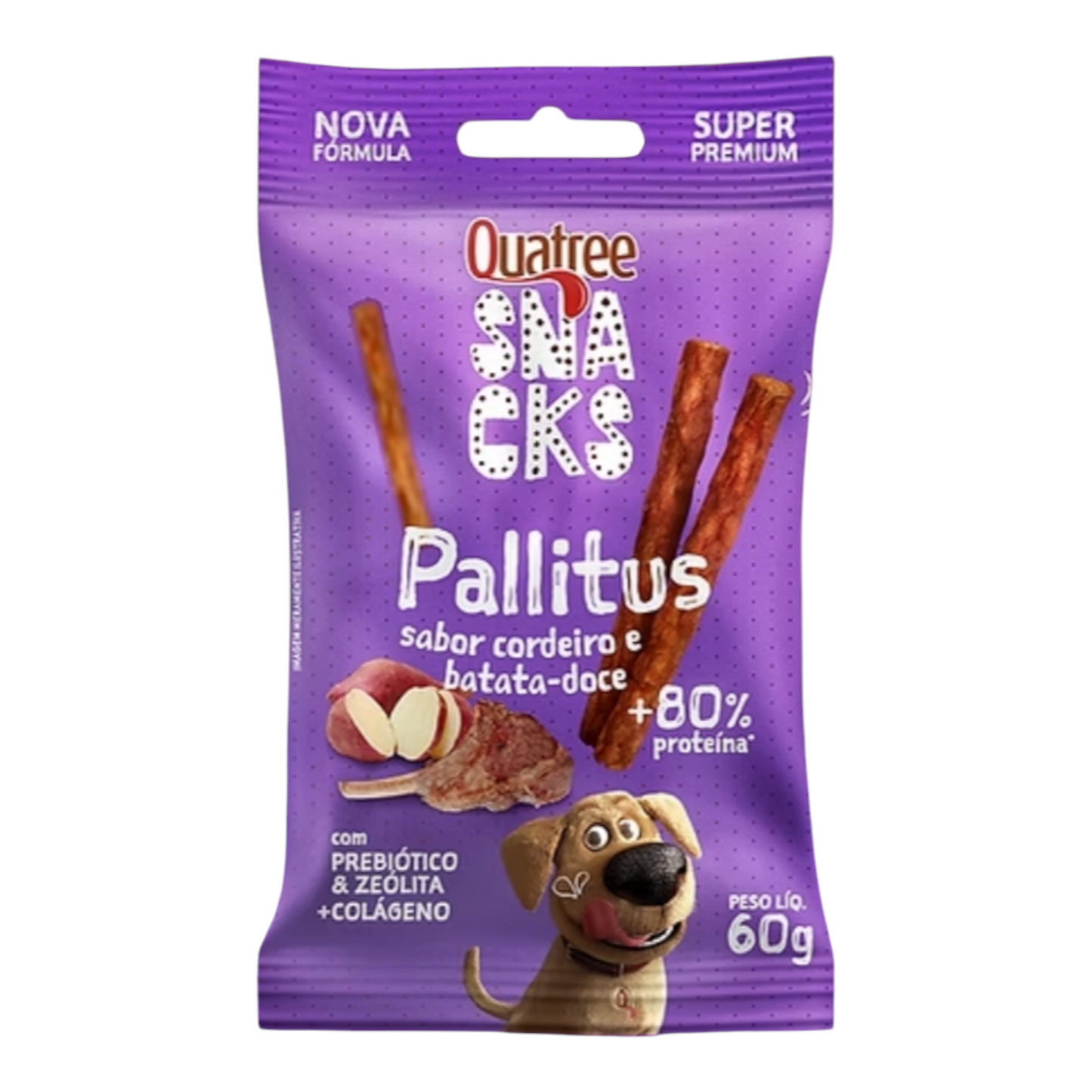 Quatree pallitus para cães Cordeiro e batata-doce 60g
