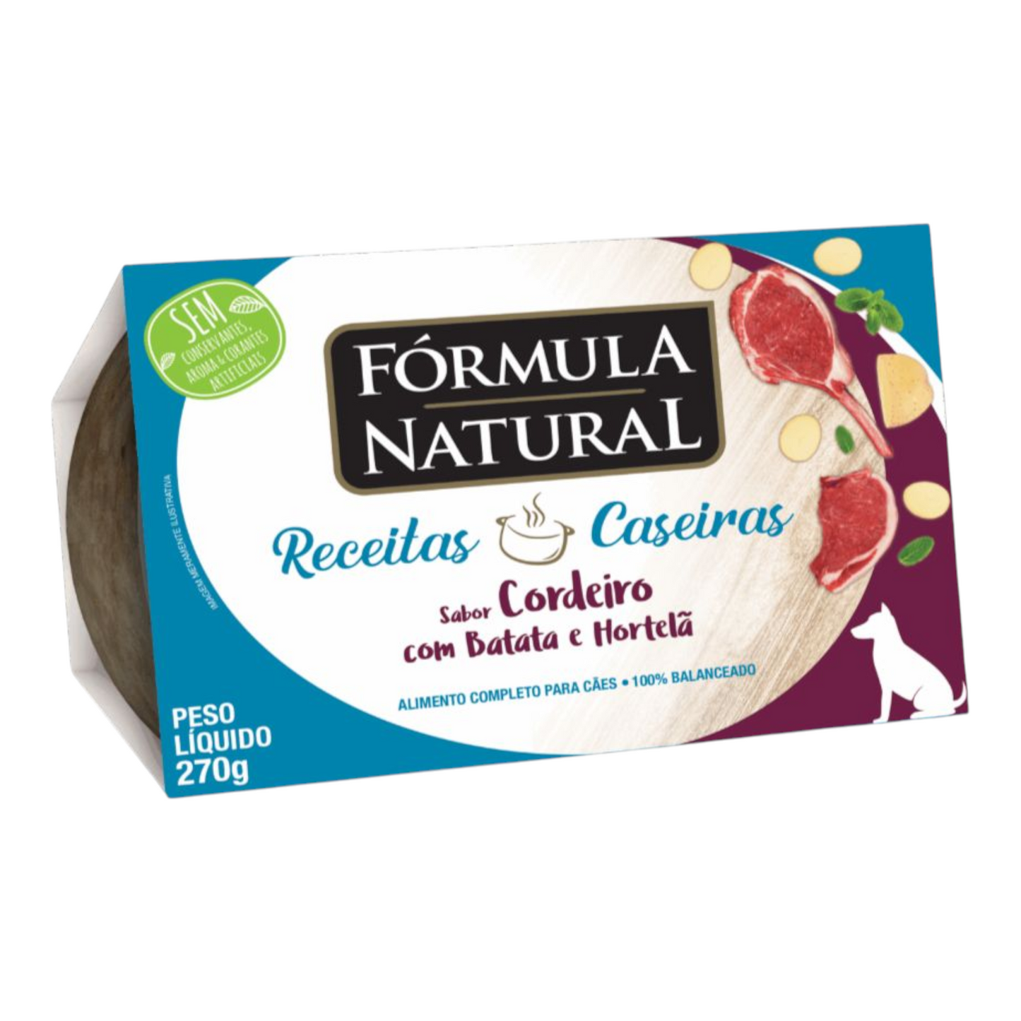 Fórmula Natural Receitas Caseiras Cães Adultos Cordeiro com Batata e Hortelã. 270g