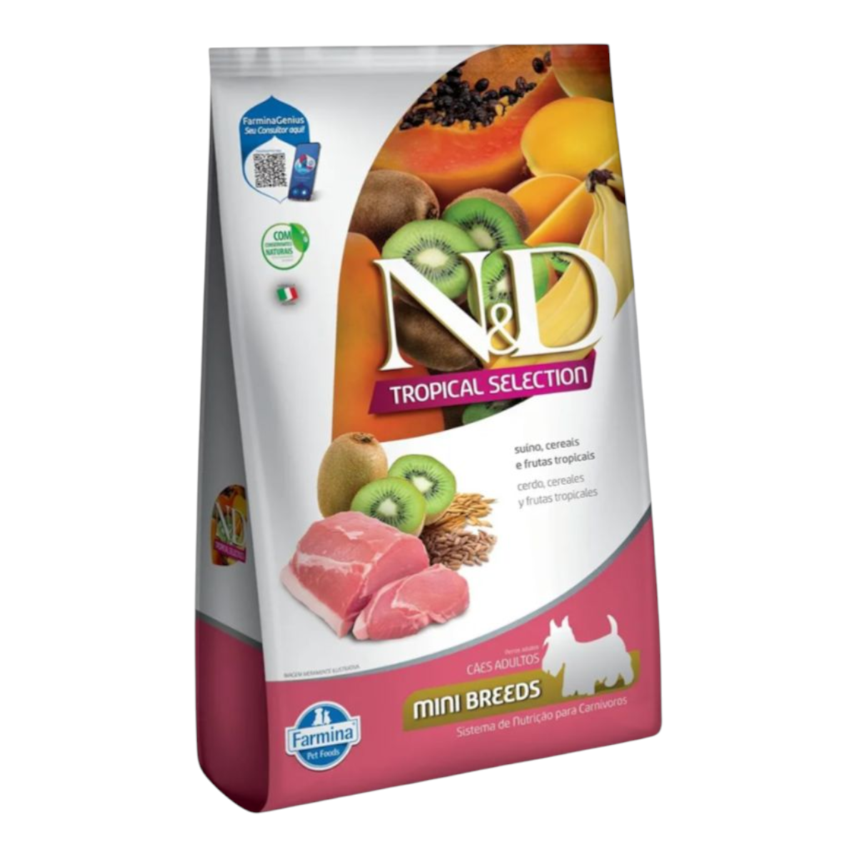 Ração ND tropical cães Adulto raças pequenas, suíno cereais e frutas tropicais 2,5kg