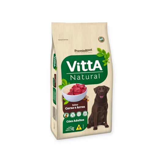 Ração Vitta natural cães adulto raças médias e grandes carne e arroz 15kg