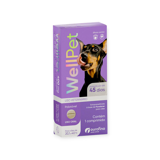 Wellpet ant pulgas e carrapatos. Para cães 20 a 40kg. 1 compromido