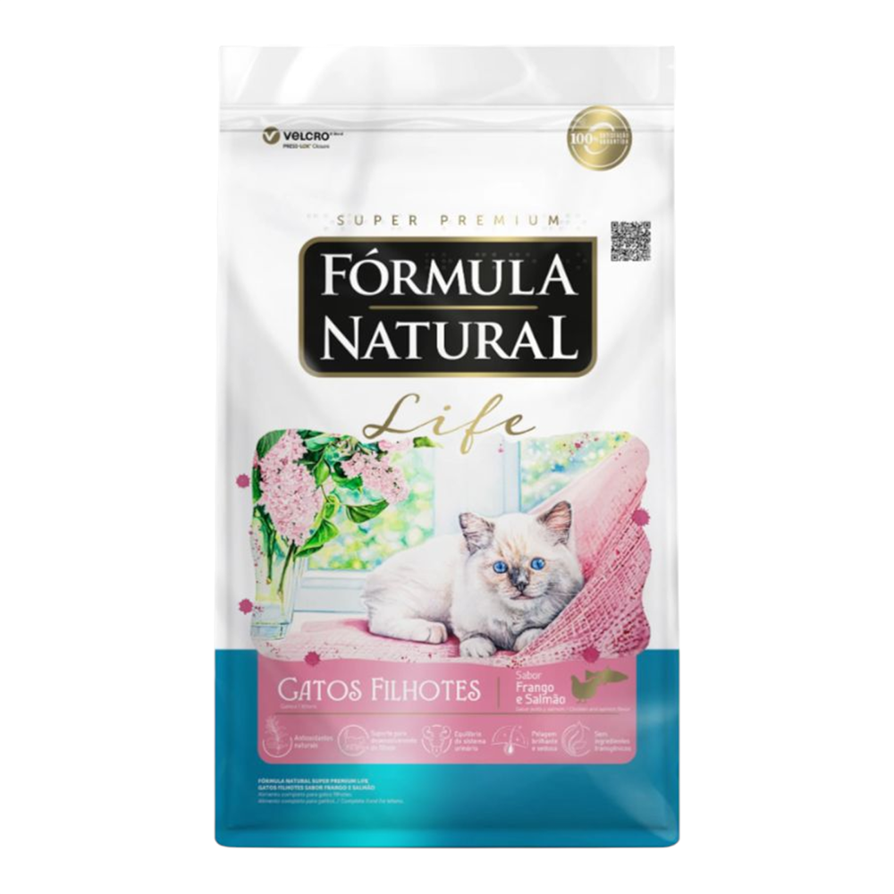 Ração Fórmula Natural Super Premium Life Gatos Filhotes Sabor Frango e Salmão 1kg