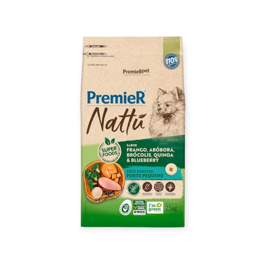 Ração Premier Nattú frango, abóbora e brócolis para Cães Adultos de Pequeno Porte 2.5kg