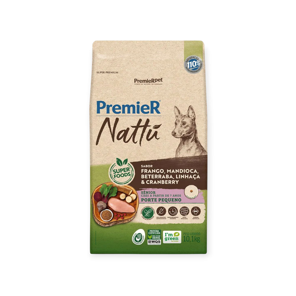 Ração Premier Nattu frango, Mandioca para Cães Idosos Porte Pequeno 2,5kg