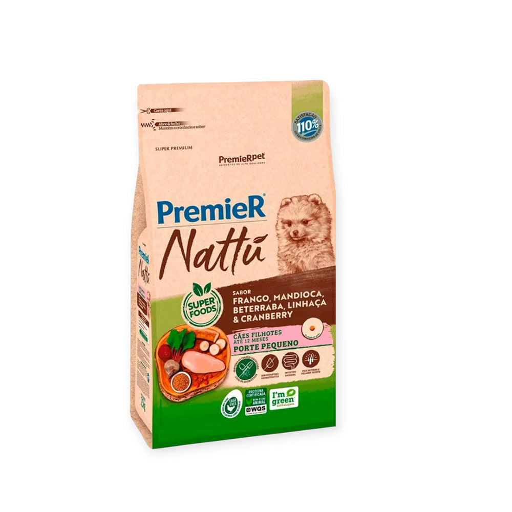 Ração Premie Nattu frango, Mandioca Cães Filhotes de Pequeno Porte 2,5kg