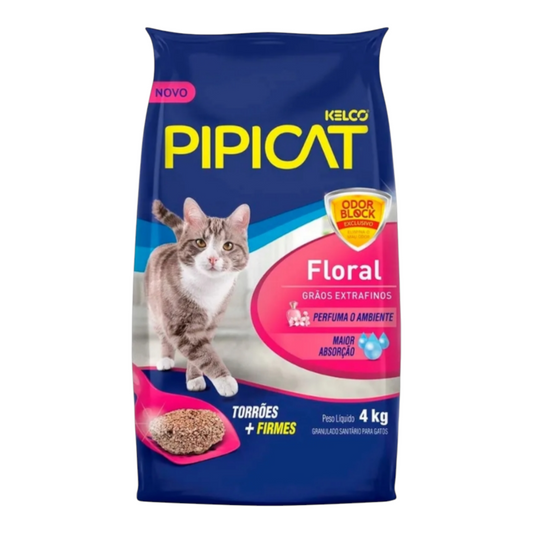 Areia higiênica Pipicat Perfumada Floral para Gatos  4kg