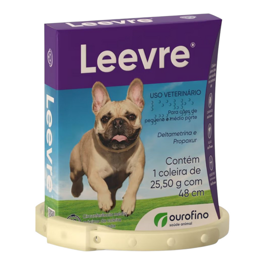 Coleira Antiparasitária Ourofino Leevre para Cães porte pequeno 48cm