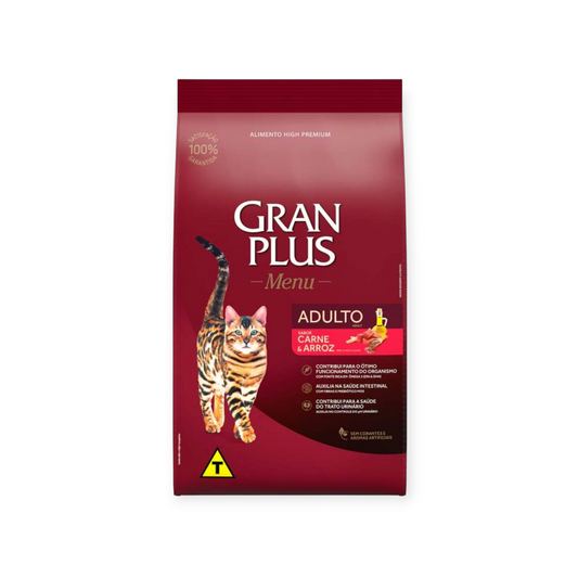 Ração Gran plus gato adulto carne e arroz 10,1kg