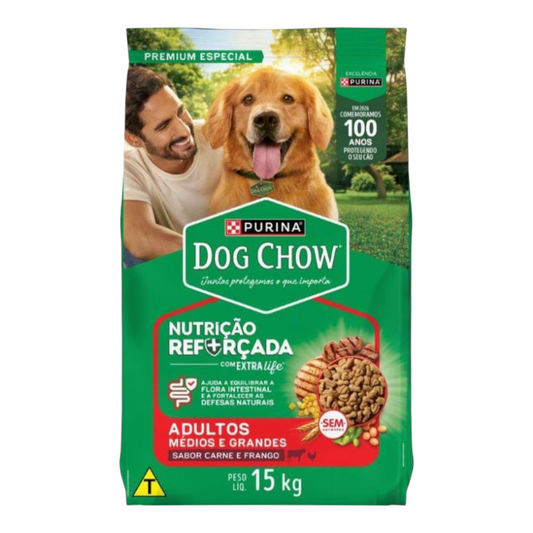 Ração Dog Chow Adultos Médios e Grandes para Cão Adulto médios e grandes sabor carne & frango 15kg