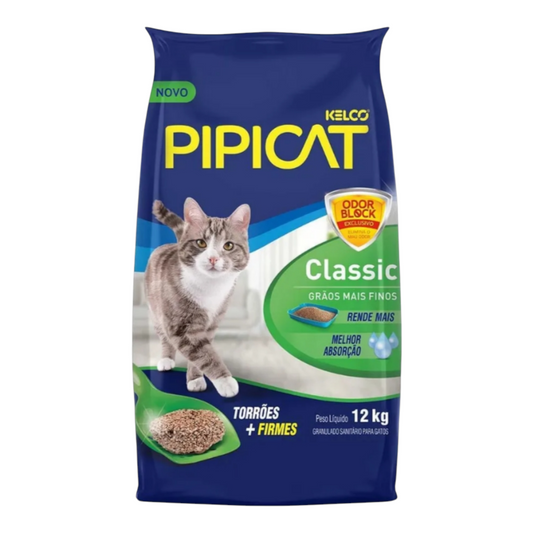 Areia higiênica pipicat classic para gatos 12kg