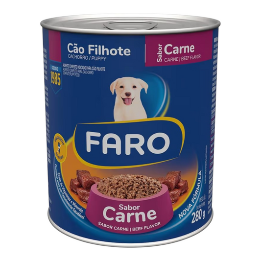 Ração úmida Faro Lata para Cães Filhotes Sabor Carne 280g