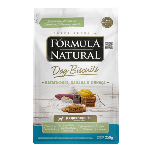 Fórmula Natural Dog Biscuits Batata Doce, Banana e Linhaça Pequeno Porte. 250g