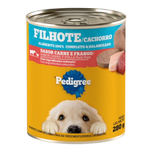 Ração úmida pedigree Lata Filhote Sabor Carne E Frango Patê 280g