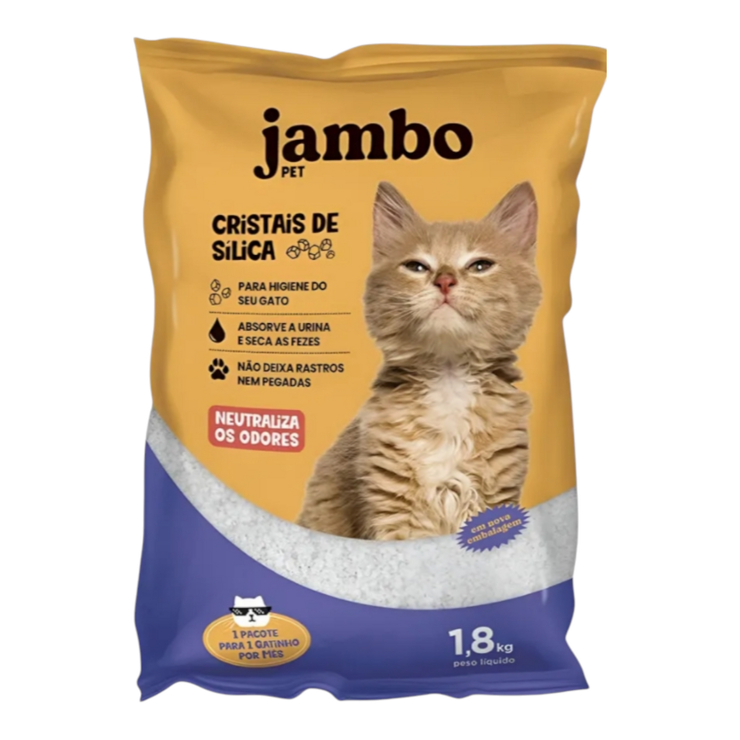 Areia Higiênica Cristais de Sílica gatos Jambo Pet 1,8 kg