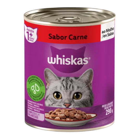 Ração Úmida para Gatos adultos whiskas Lata carne ao molho 290g