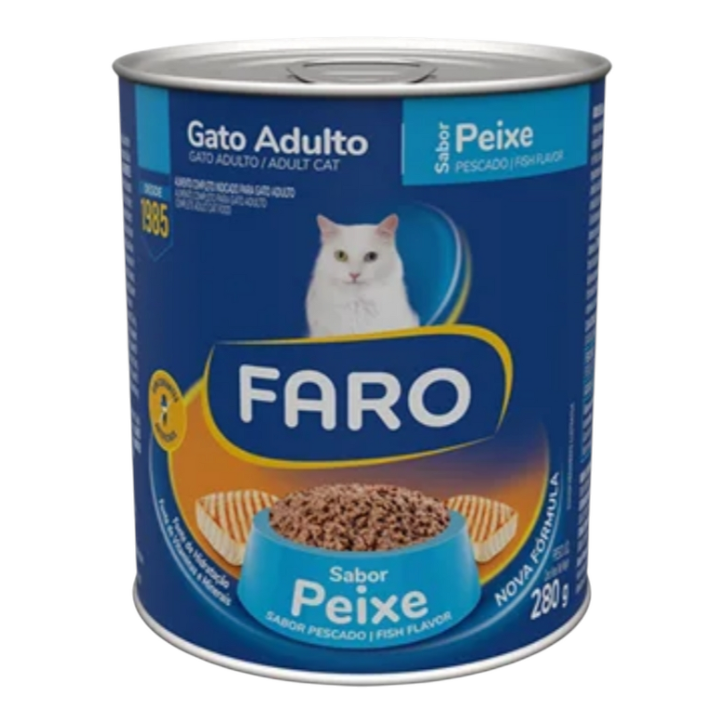 Ração úmida Faro Lata para Gatos Adultos Sabor Peixe 280g