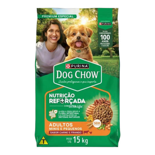Ração Dog Chow Adultos Minis e Pequenos para Cão Adulto minis e pequenos sabor carne & frango 15kg