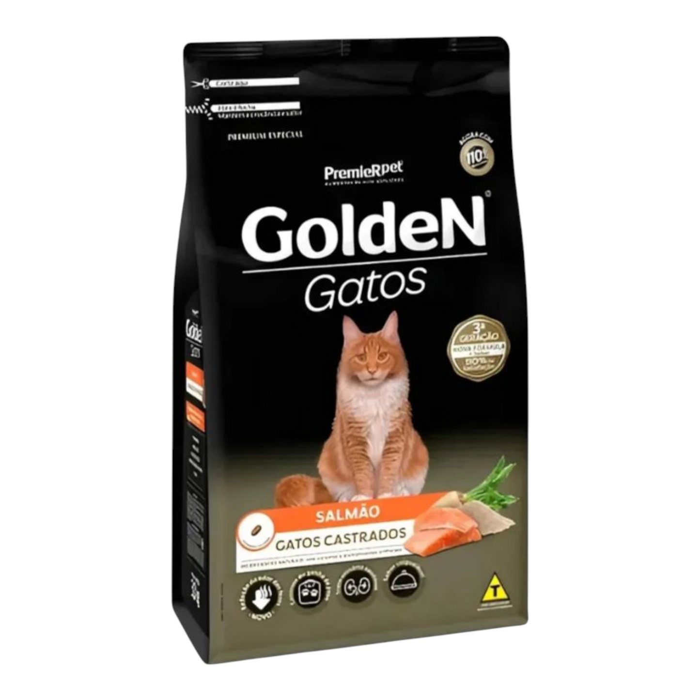 Ração Golden Gatos Adultos Castrados Salmão 3 kg