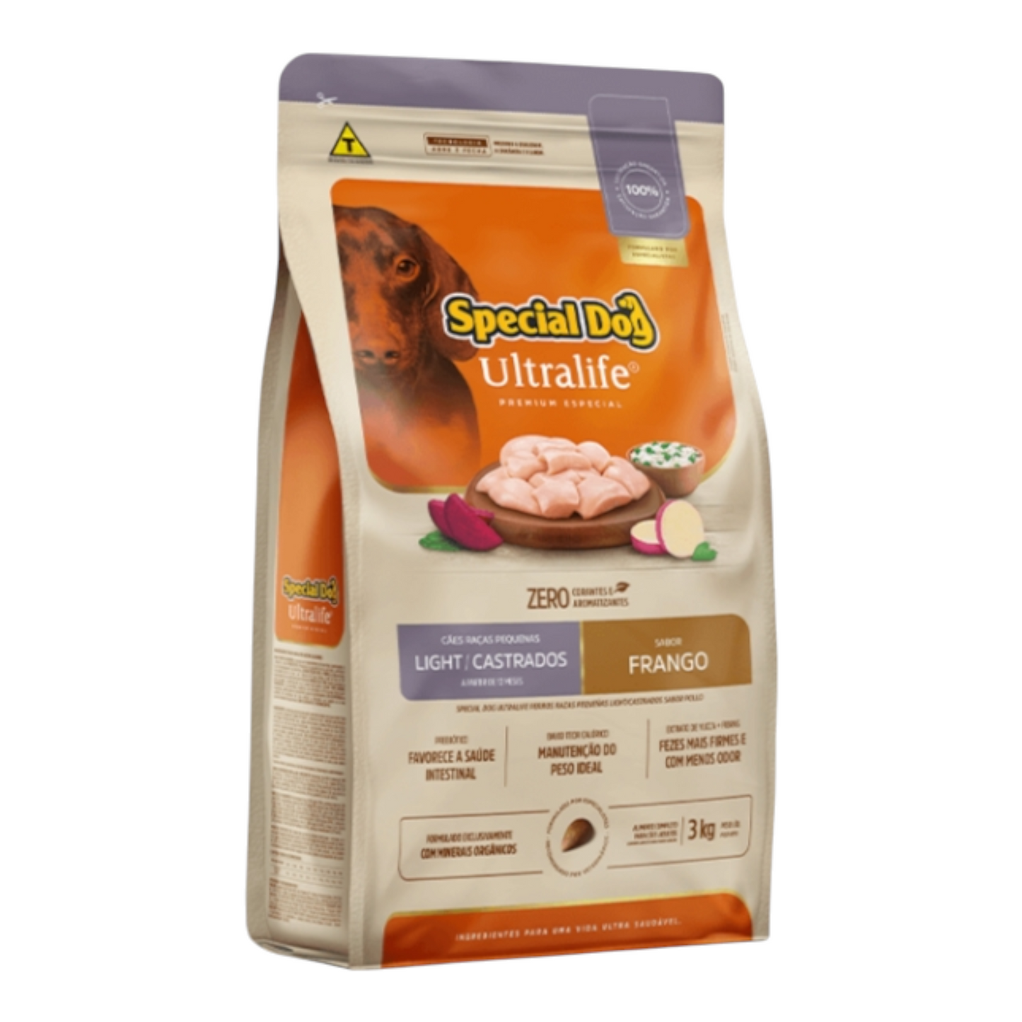 Ração Special Dog Ultralife cães raças pequenas light / castrados sabor frango 3kg