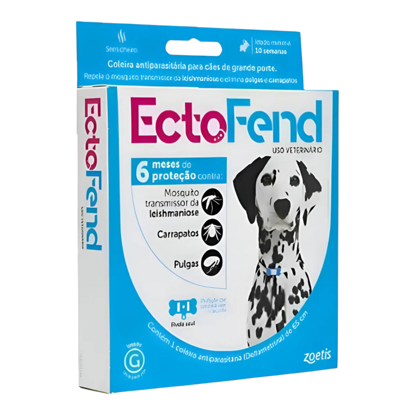 Coleira Antiparasitária Ectofend para Cães Raças Grandes 65 cm