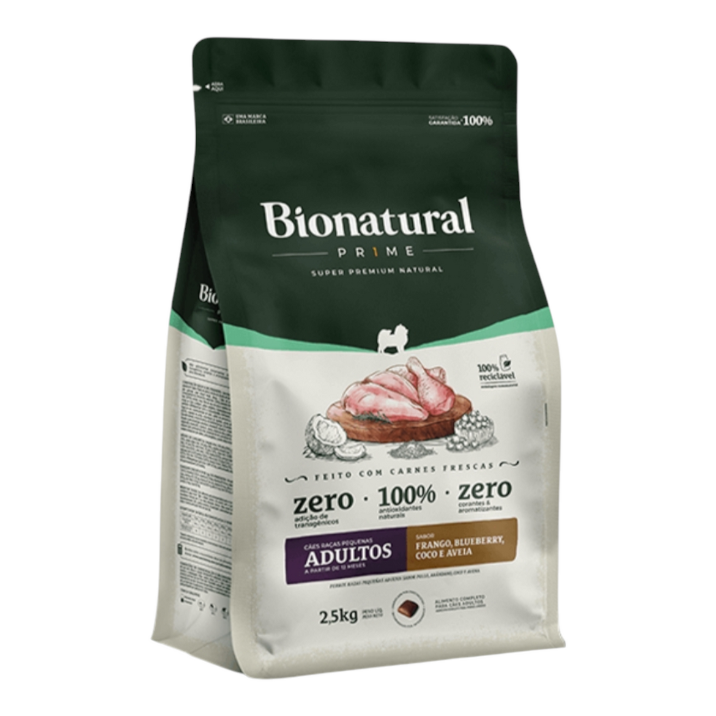 Ração Bionatural cães Adulto Raças Pequenas Frango 2,5kg