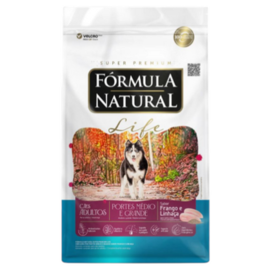 Ração Fórmula Natural Super Premium Life Cães Adultos Portes Médio e Grande sabor Frango 15kg