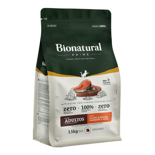 Ração Bionatural gatos Adulto salmão, maracujá Clambeury 1,5kg