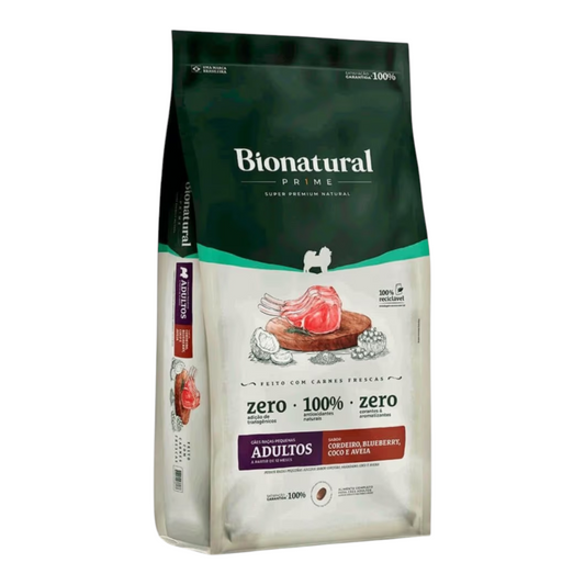 Ração Bionatural cães Adultos raças pequenas cordeiro e blubery 10,1kg