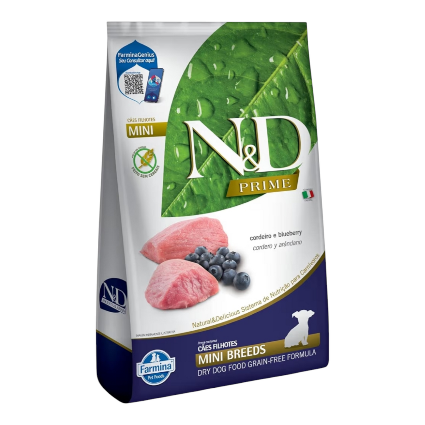 Ração ND prime cães filhotes cordeiro e blubery 2,5kg