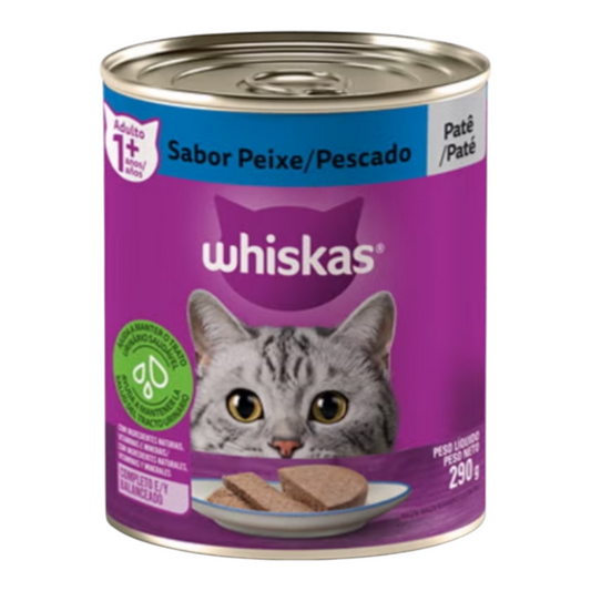Ração Úmida para Gatos adultos whiskas Lata Patê de Peixe 290g