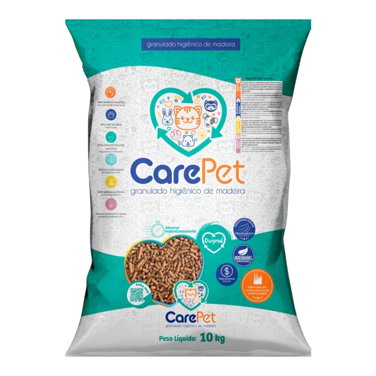 Granulado de madeira Carepet para gatos 10kg