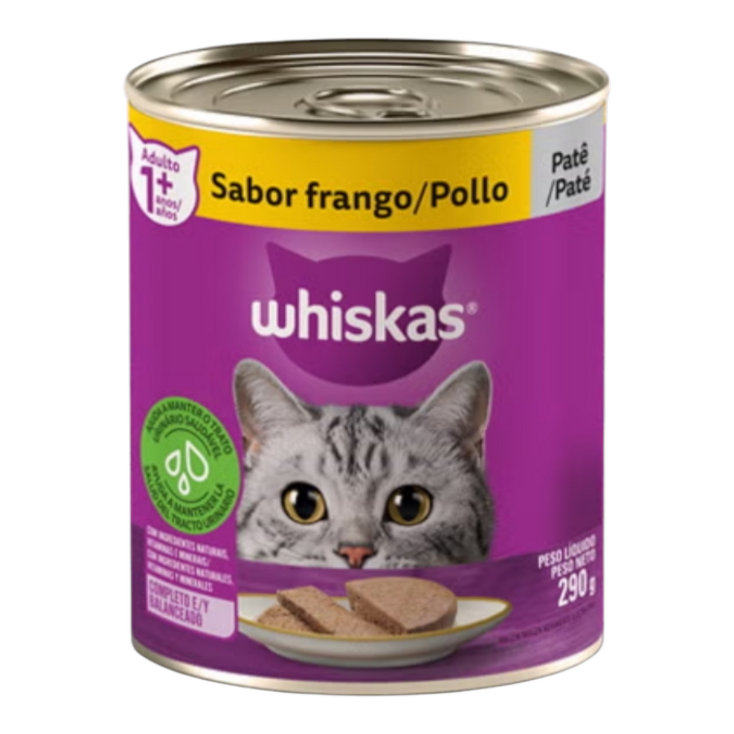 Ração Úmida para Gatos Adultos whiskas Lata Patê de Frango 290g
