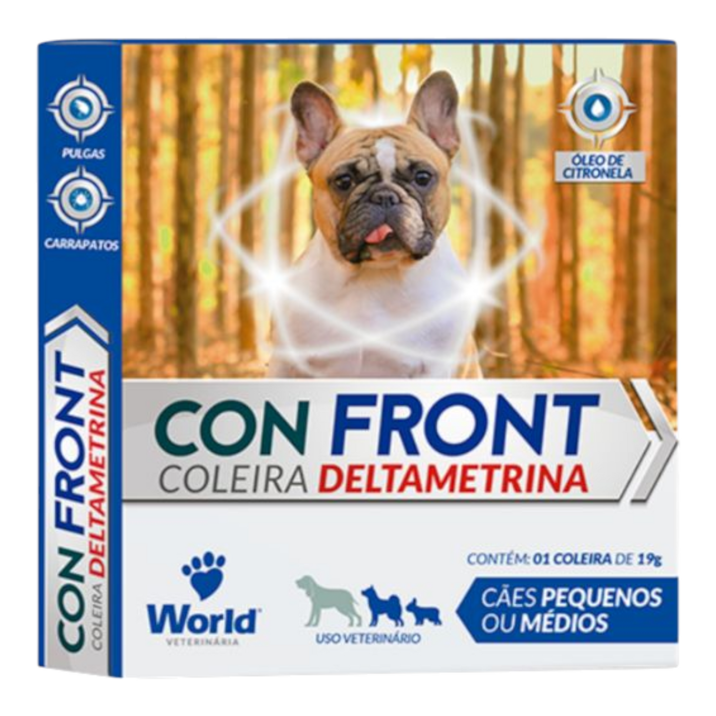 Coleira ConFront  Antiparasitária 19g: Cães de pequeno e médio porte