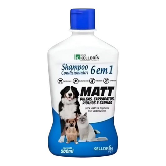 Shampoo e Condicionador 6×1 Matt. Carrapato, Piolho, Pulga, Sarna 500ml