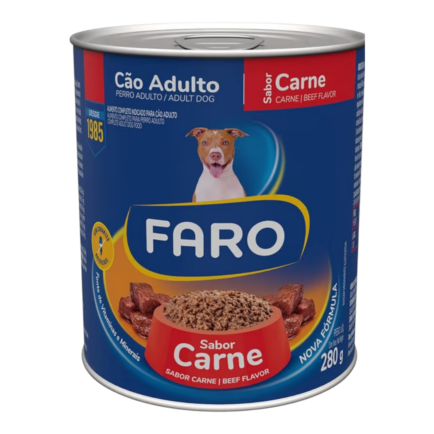 Ração úmida Faro Lata para Cães Adultos Sabor Carne 280g