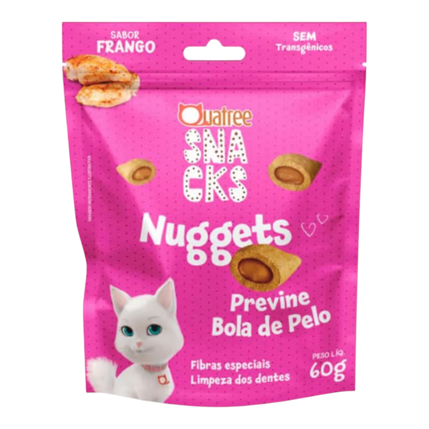 Quatree Snacks Gatos ant. bola de pelo sabor frango 60g