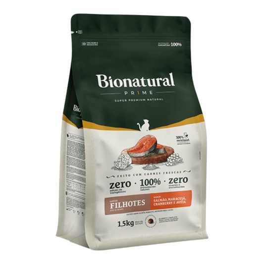 Ração Bionatural gatos filhotes salmão, maracujá clambeury 1,5kg