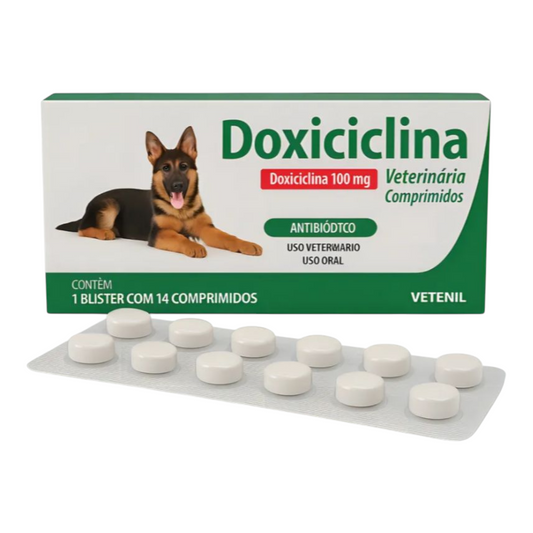 Doxiciclina 100mg Vetnil          14 Comprimidos
Tratamento de infecções em cães