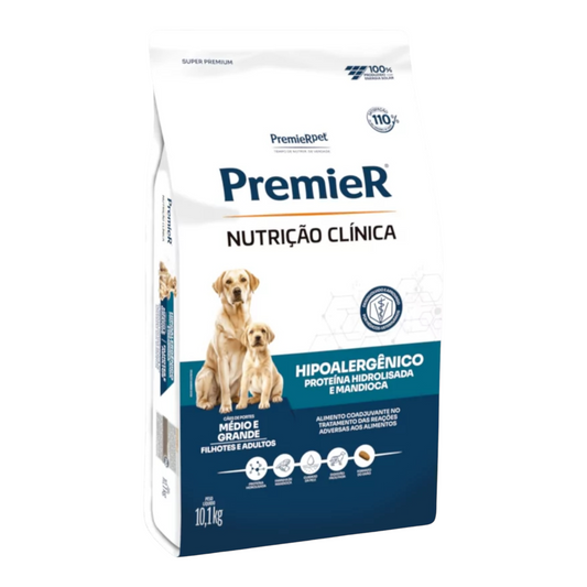Ração Premier Nutrição clínica Hipoalergênico Cães Médio e Grande Porte hidrolisada de mandioca 10,1 kg